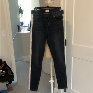 Women's Black Jeans with Silver Accents